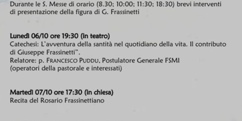 Programma settimana frassinettiana