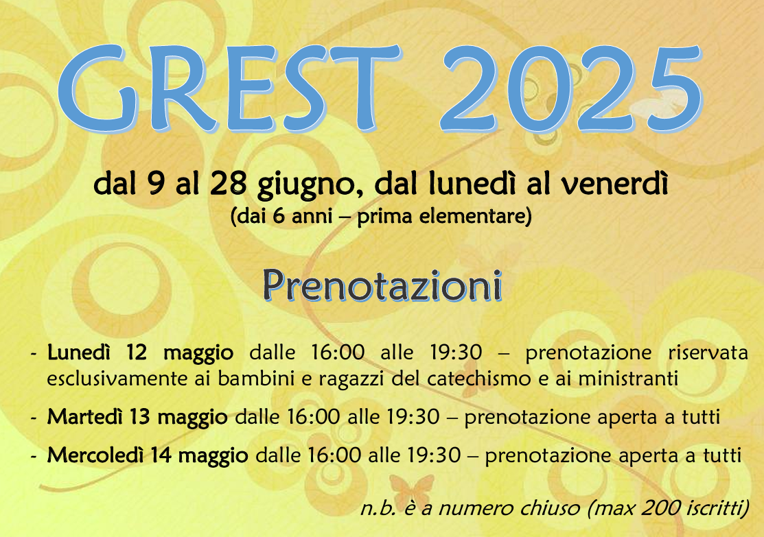 Iscrizioni al Grest 2025