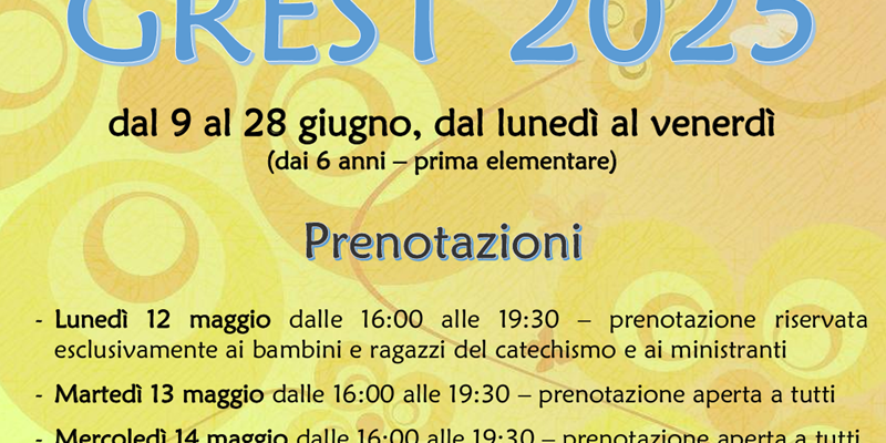 Iscrizioni al Grest 2025