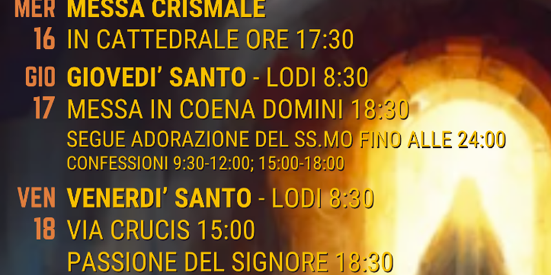 Orario delle celebrazioni della Settimana Santa