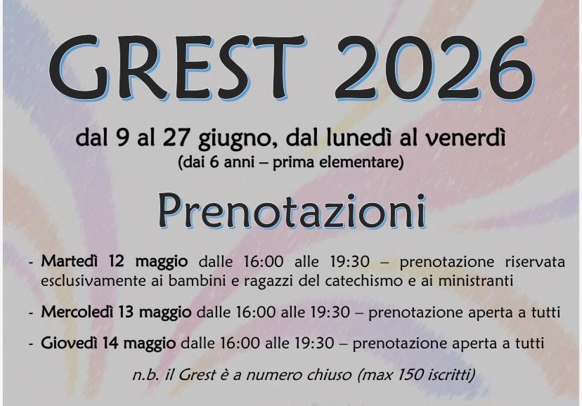 Prenotazioni GREST 2026